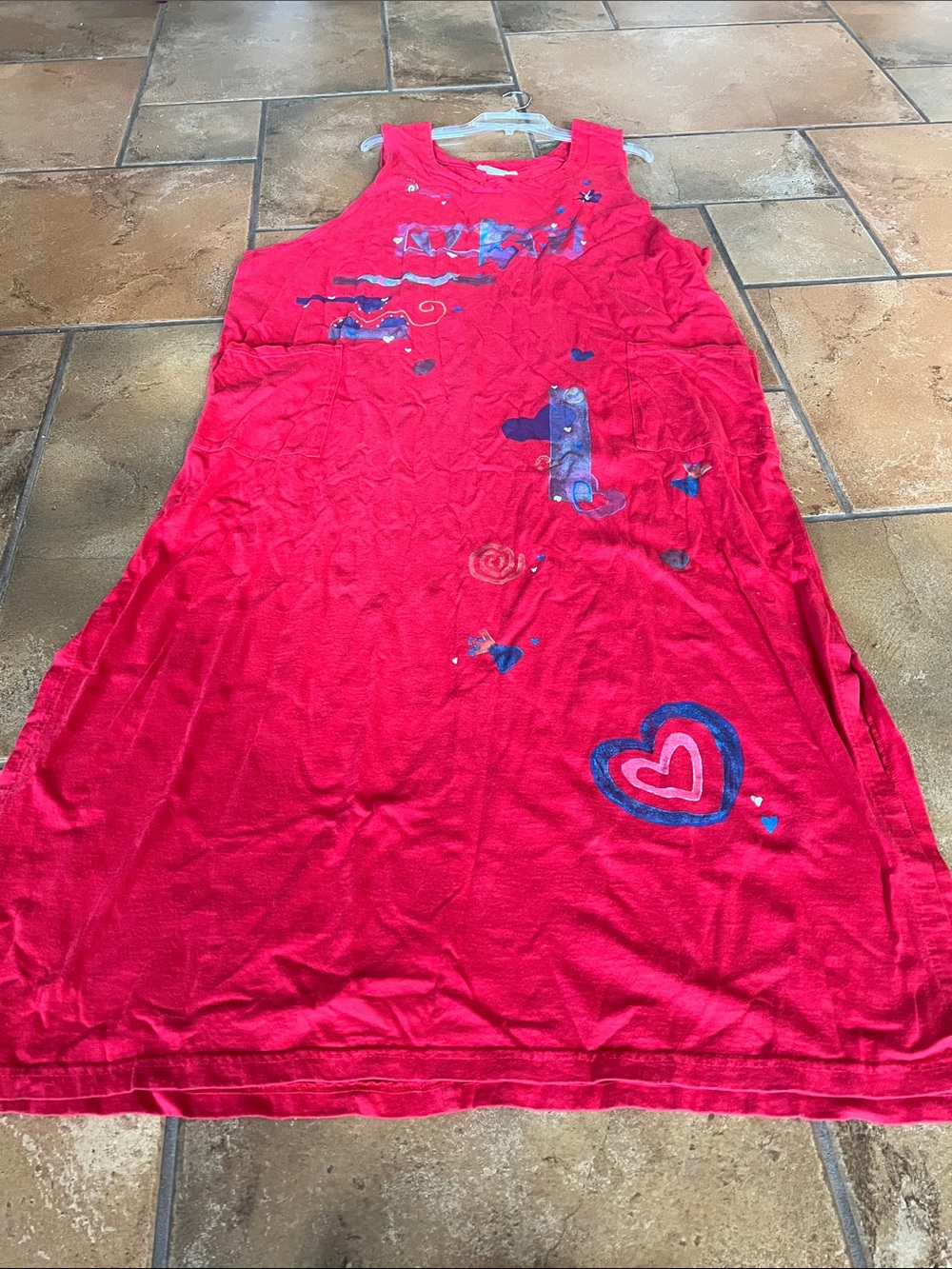 BLUE EYED BEAR SLEEVELESS PAINTED DRESS